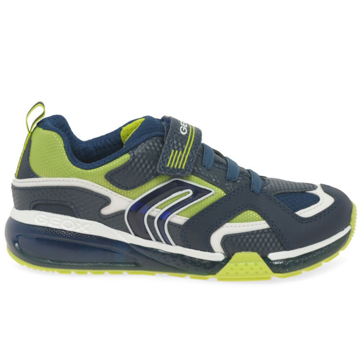 Geox J BAYONYC Navy/Lime Light up trainer