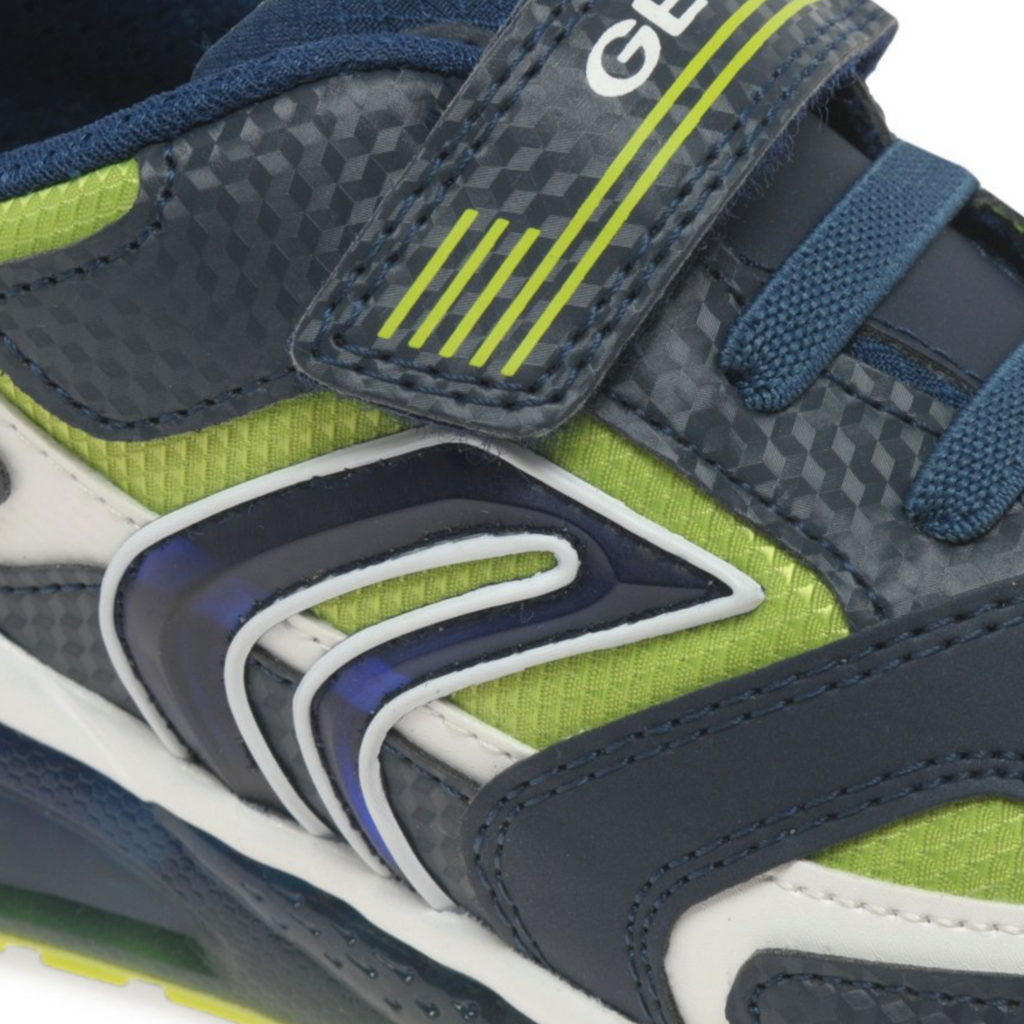 Geox J BAYONYC Navy/Lime Light up trainer