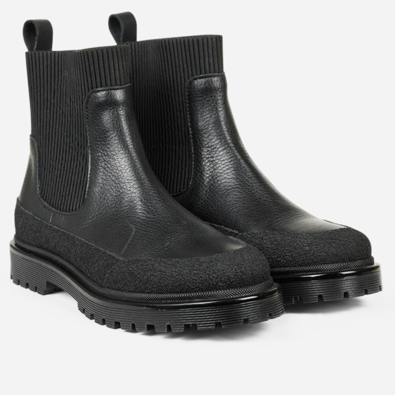 Angulus Chelsea Boots with Track Sole - Black Leather