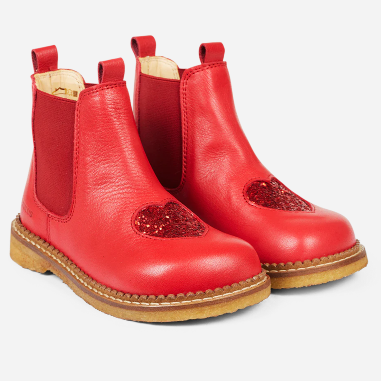 Angulus Chelsea Boot With Glitter Heart - Red