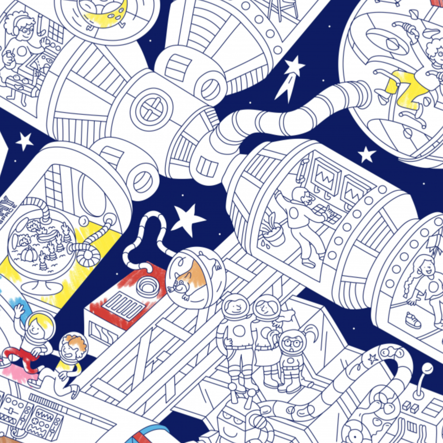 OMY Space Station and stickers  - Giant Colouring Poster