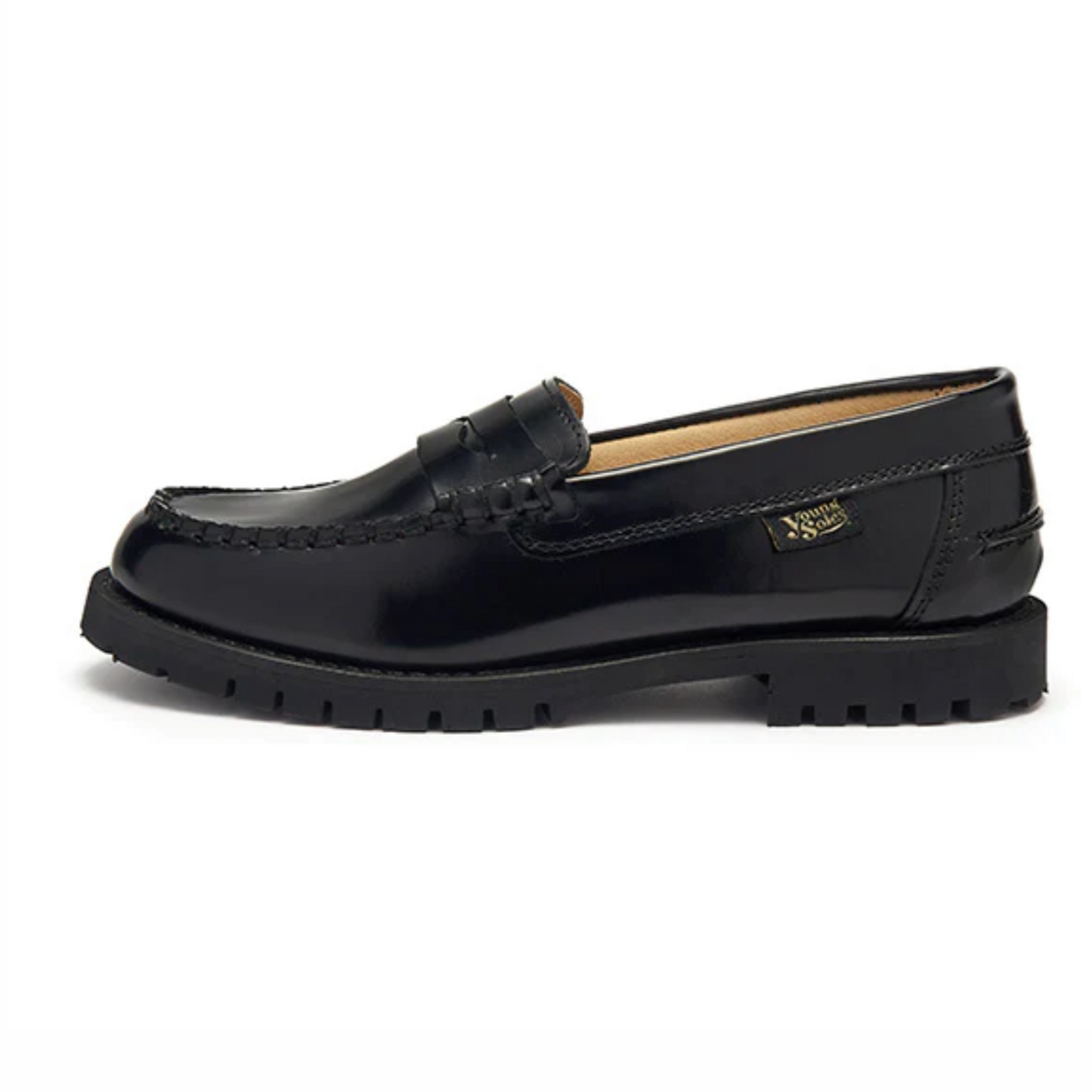 Young Soles Nikki Loafer Black High Shine Leather