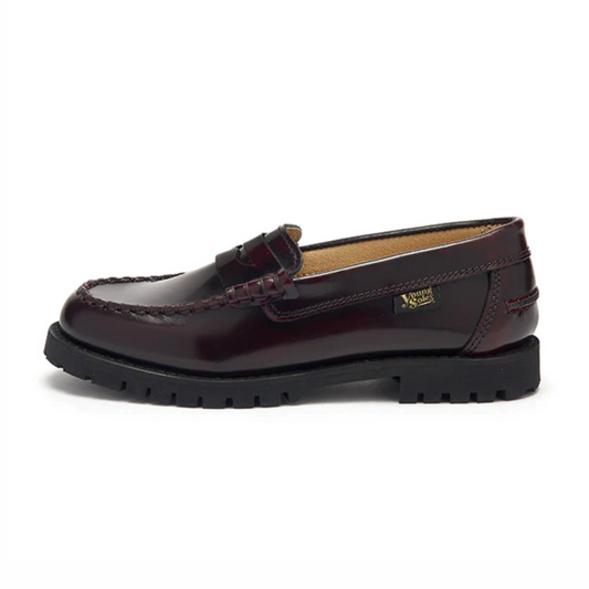 Young Soles Nikki Loafer Oxblood High Shine Leather.