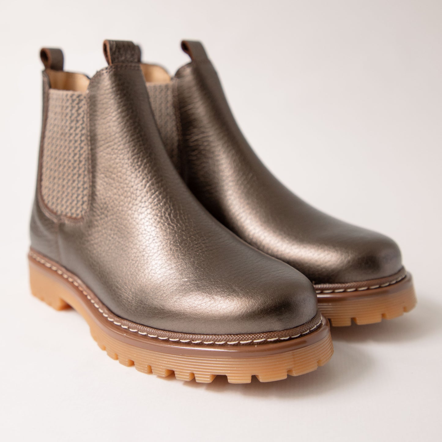 Angulus Classic Chelsea Boots Grey Shine/Check