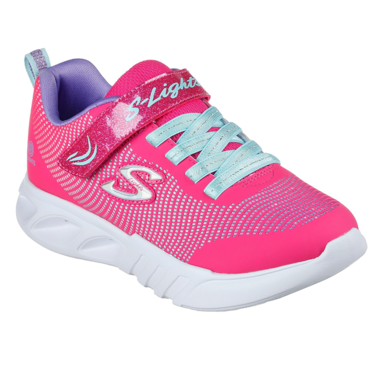 Skechers Flicker Flash Pink Multi Light Up Trainers