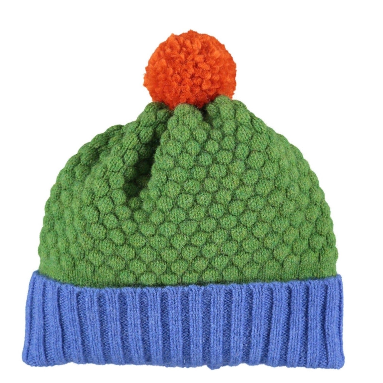 Catherine Tough Lambswool Bobble Hat Bright Green 100% lambswool