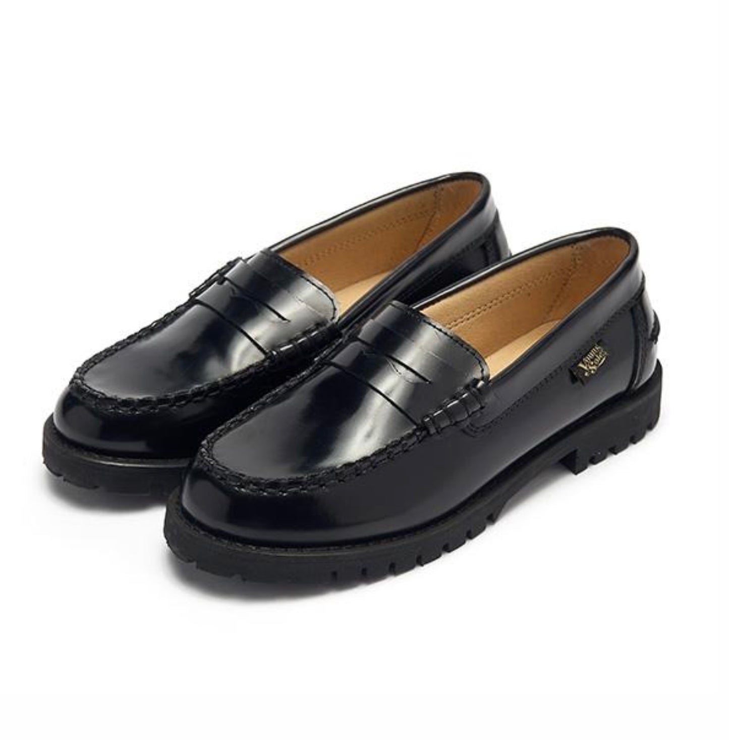 Young Soles Nikki Loafer Black High Shine Leather